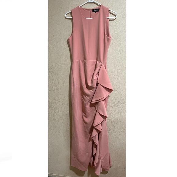 Parker Black Pink Madeline Ruffle sleeveless maxi Gown 6 - Picture 11 of 12